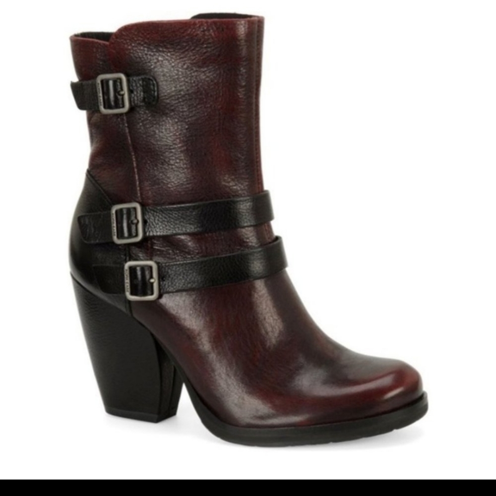 Kork-Ease Burgundy and Black Heeled Boots